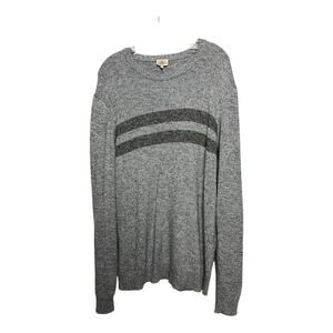 FAHERTY Sweater Crewneck Organic Cotton Cashmere Blue Gray XL Stripe Pullover